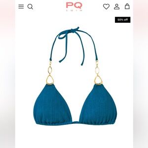 PQ swim Bikini Top with Gold Details - TURQUOISE TIDES MARA DETAIL TRI TOP
